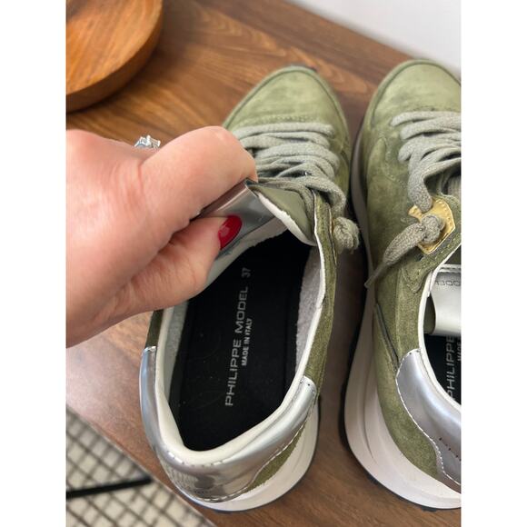 NEW Philippe Model Paris Tropez Haute Low-top Sneakers Women's Green Size: 7 - Picture 7 of 9